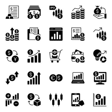 Glyph simgeleri borsa ve ticaret için ayarlandı.