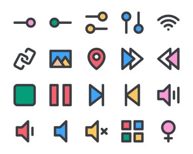 Kullanıcı arayüzü için doldurulmuş renk özeti simgeleri.