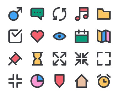 Kullanıcı arayüzü için doldurulmuş renk özeti simgeleri.