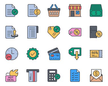 Kara Cuma için doldurulmuş renk özeti simgeleri.