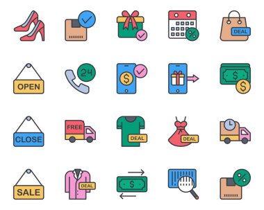 Kara Cuma için doldurulmuş renk özeti simgeleri.