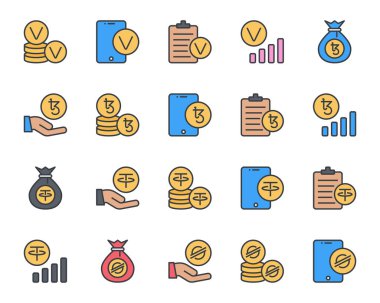 Şifreleme para birimi için doldurulmuş renk özeti simgeleri.