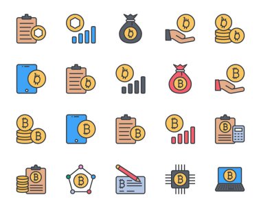 Şifreleme para birimi için doldurulmuş renk özeti simgeleri.