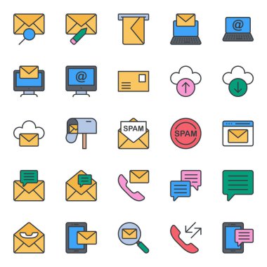 E- posta iletişimi için doldurulmuş renk özeti simgeleri.