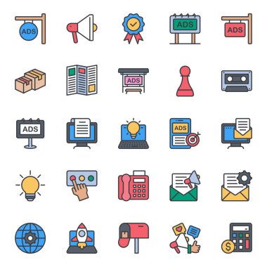 Pazarlama ve reklam için doldurulmuş renk özeti simgeleri.