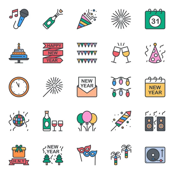 Mutlu yıllar için doldurulmuş renk özeti simgeleri.