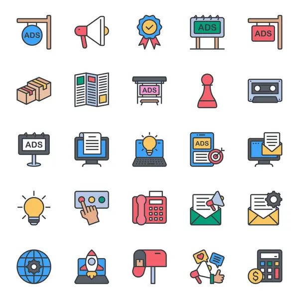 Pazarlama ve reklam için doldurulmuş renk özeti simgeleri.