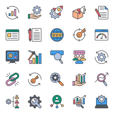 SEO için doldurulmuş renk özeti simgeleri.