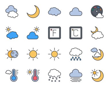 Hava Durumu için doldurulmuş renk özet simgeleri.