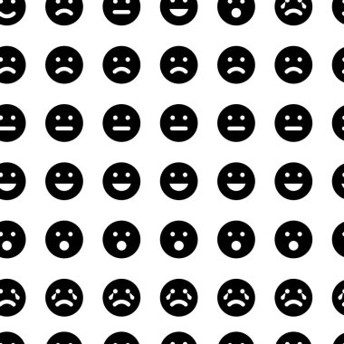 Gülen Duygu Simgeli Vektör Deseni, Kusursuz Arkaplan.