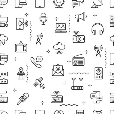 İnternet İletişim ile Vektör Deseni, Kusursuz Arkaplan.