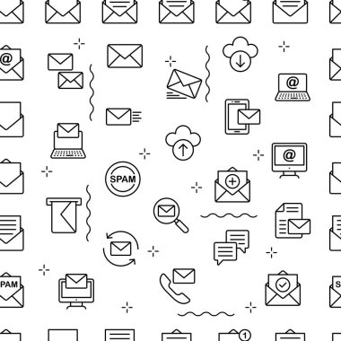 E- posta İletişim ile Vektör Deseni, Kusursuz Arkaplan.