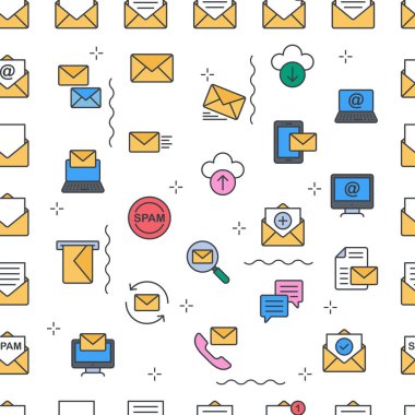 E- posta İletişim ile Vektör Deseni, Kusursuz Arkaplan.