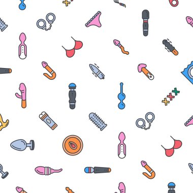 Seks Oyuncaklarıyla Vektör Deseni, Kusursuz Arkaplan.