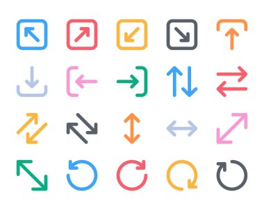 Ok için kalın satır renk simgeleri ayarlandı.