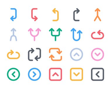 Ok için kalın satır renk simgeleri ayarlandı.