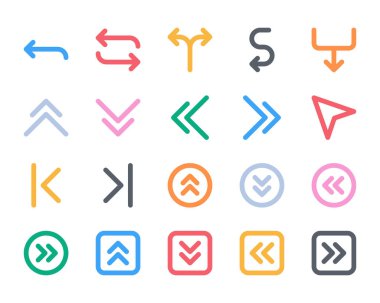 Ok için kalın satır renk simgeleri ayarlandı.