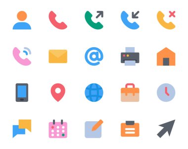 Kişi için düz renk simgeleri ayarlandı.