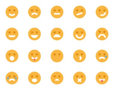 Emoji için düz renk simgeleri ayarlandı.
