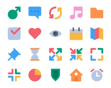 Kullanıcı arayüzü için düz renk simgeleri ayarlandı.