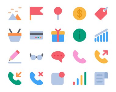 Kullanıcı arayüzü için düz renk simgeleri ayarlandı.