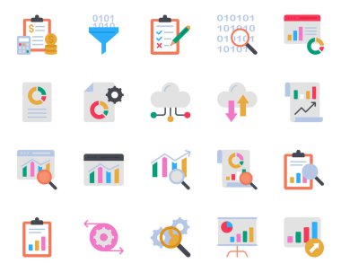 Veri analizi için düz renk simgeleri ayarlandı.