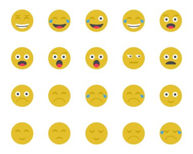 Emojiler için düz renk simgeleri ayarlandı.