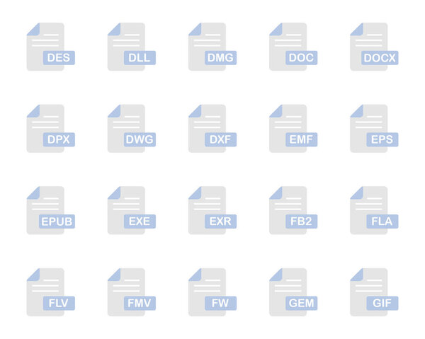 Flat color icons set for File format.