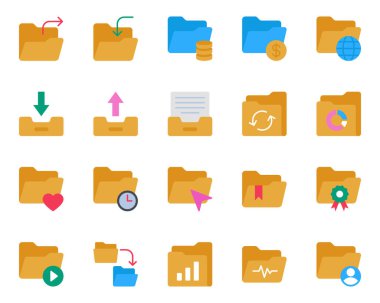 Dizin için düz renk simgeleri ayarlandı.