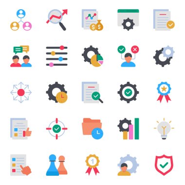 Yönetim için düz renk simgeleri ayarlandı.