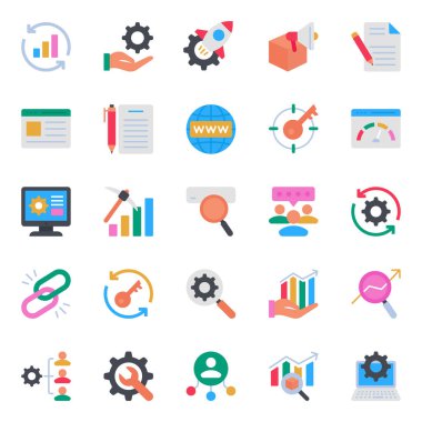 Arama motoru optimizasyonu için düz renk simgeleri ayarlandı.