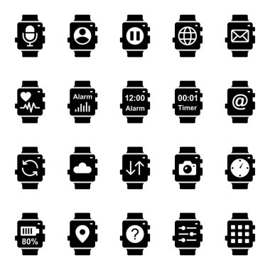 Akıllı saat için simge simgeleri ayarlandı.