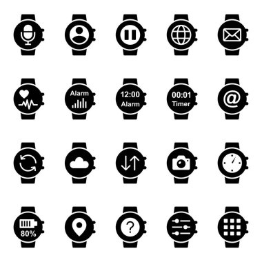 Akıllı saat için simge simgeleri ayarlandı.