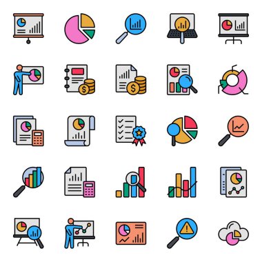 Analiz için doldurulmuş renk özet simgeleri.