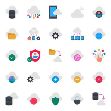 Bulut hesaplaması için düz renk simgeleri ayarlandı.