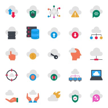 Bulut hesaplaması için düz renk simgeleri ayarlandı.