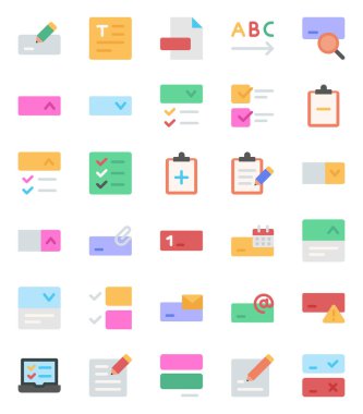 Form alanları, görevler, belgeler için düz renk simgeleri belirlendi.