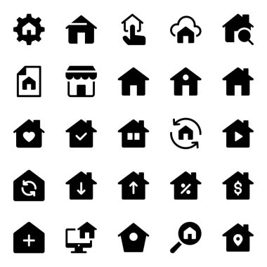 Ev, ana sayfa, web sayfası, sayfa, web sayfası için simge simgeleri ayarlandı.