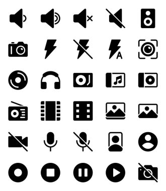 Görüntü simgeleri Ses ve fotoğrafçılık için ayarlandı