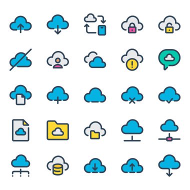 Bulut hesaplaması için doldurulmuş özet simgeleri.