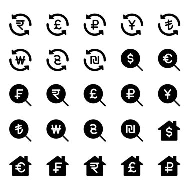 Para birimi ve finans için simgeler ayarlandı.