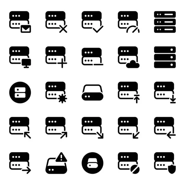 stock vector Glyph icons set for Data storage, server.