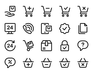 E-ticaret ve alışveriş için taslak simgeleri ayarlandı.