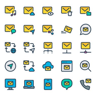 E- posta, posta, mektup, iletişim için doldurulmuş simgeler.