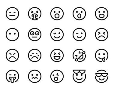 Emojis, Smiley, duygu için özet simgeleri ayarlandı.