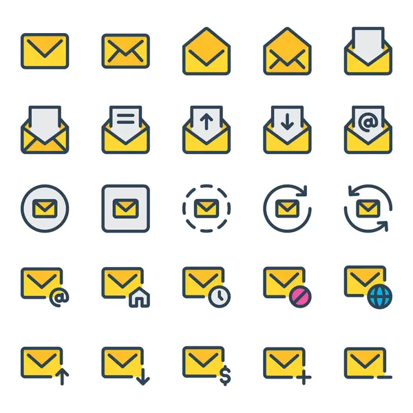 stock vector Filled outline icons set for Email, mail, letter, communication.