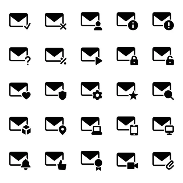 stock vector Glyph icons set for Email, mail, letter, communication.