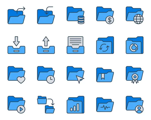 stock vector Filled blue outline icons set for Folder.