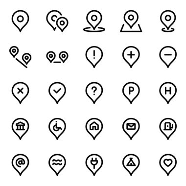 Konum iğneleri, işaretleyici, işaretleyici için özet simgeleri ayarlandı.