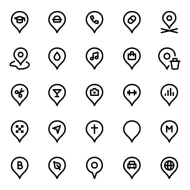 Konum iğneleri, işaretleyici, işaretleyici için özet simgeleri ayarlandı.